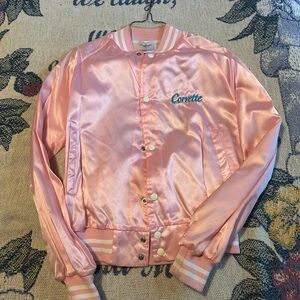 Women's Pink Satin Varsity Jacket